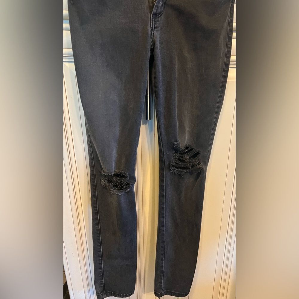 James Twiggy Skinny Jeans Womens 27 Black Distress Destroyed Mid Rise 27x31